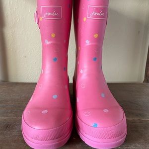 Joules Pink Polka-Dot Rubber Rain Boots (size 13)